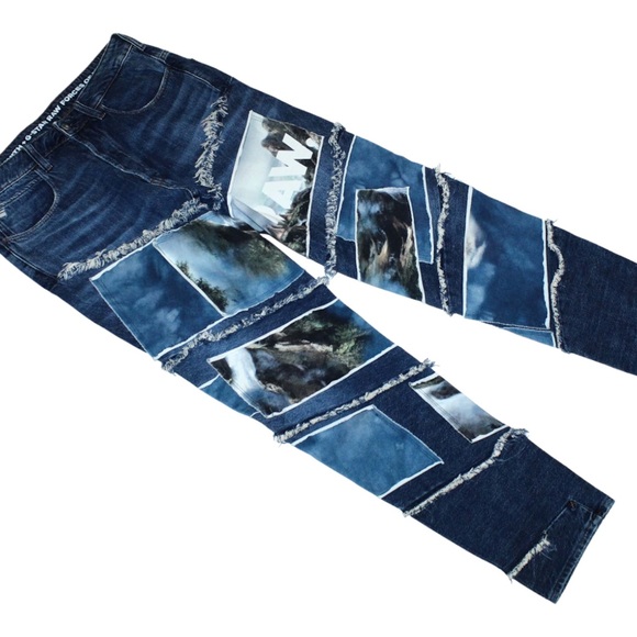 Jaden Smith + G-star spiraq rftp patches water 3D slim jeans W 28 L 32 - Picture 6 of 14